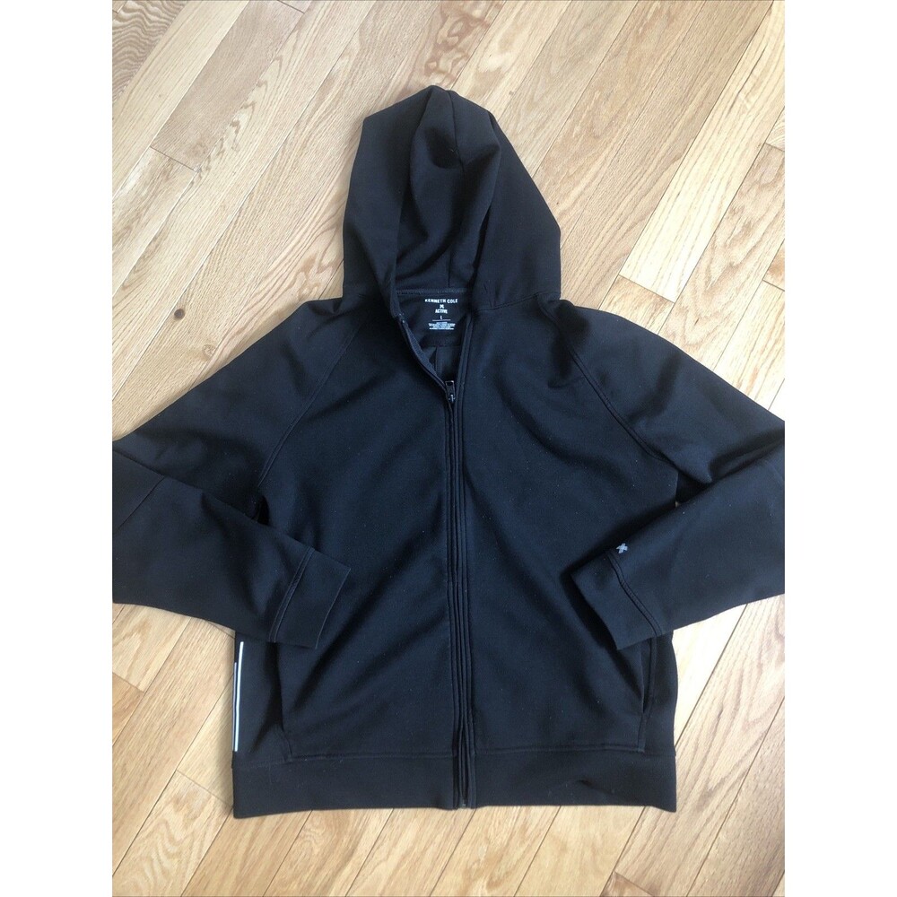 Kenneth Cole Active Hoodie Mens L Black Full‎ Zip With Outer And Inner Pockets